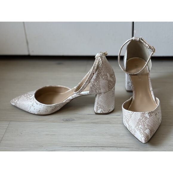 Lexi & Abbie Mindy Snakeskin Ankle Strap Chunky Heel Pointed Toe Pumps Size 8.5 - Picture 2 of 4